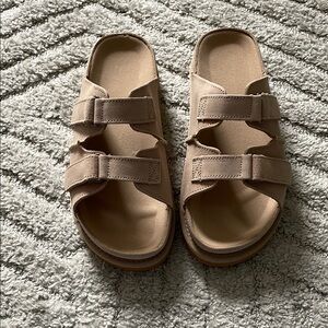 Platform Tan Double Strap Sandals